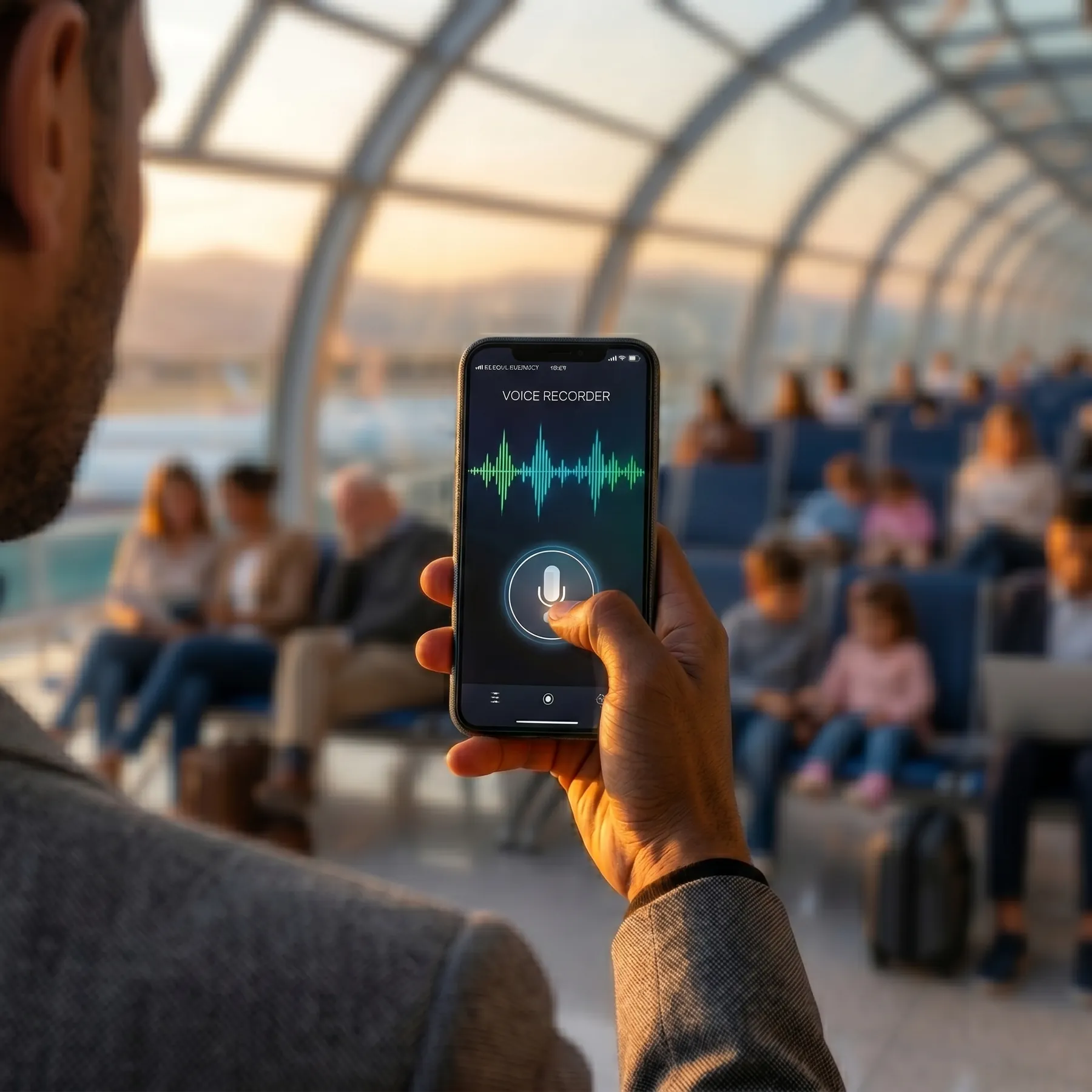 A traveller speaking naturally to their airline’s app