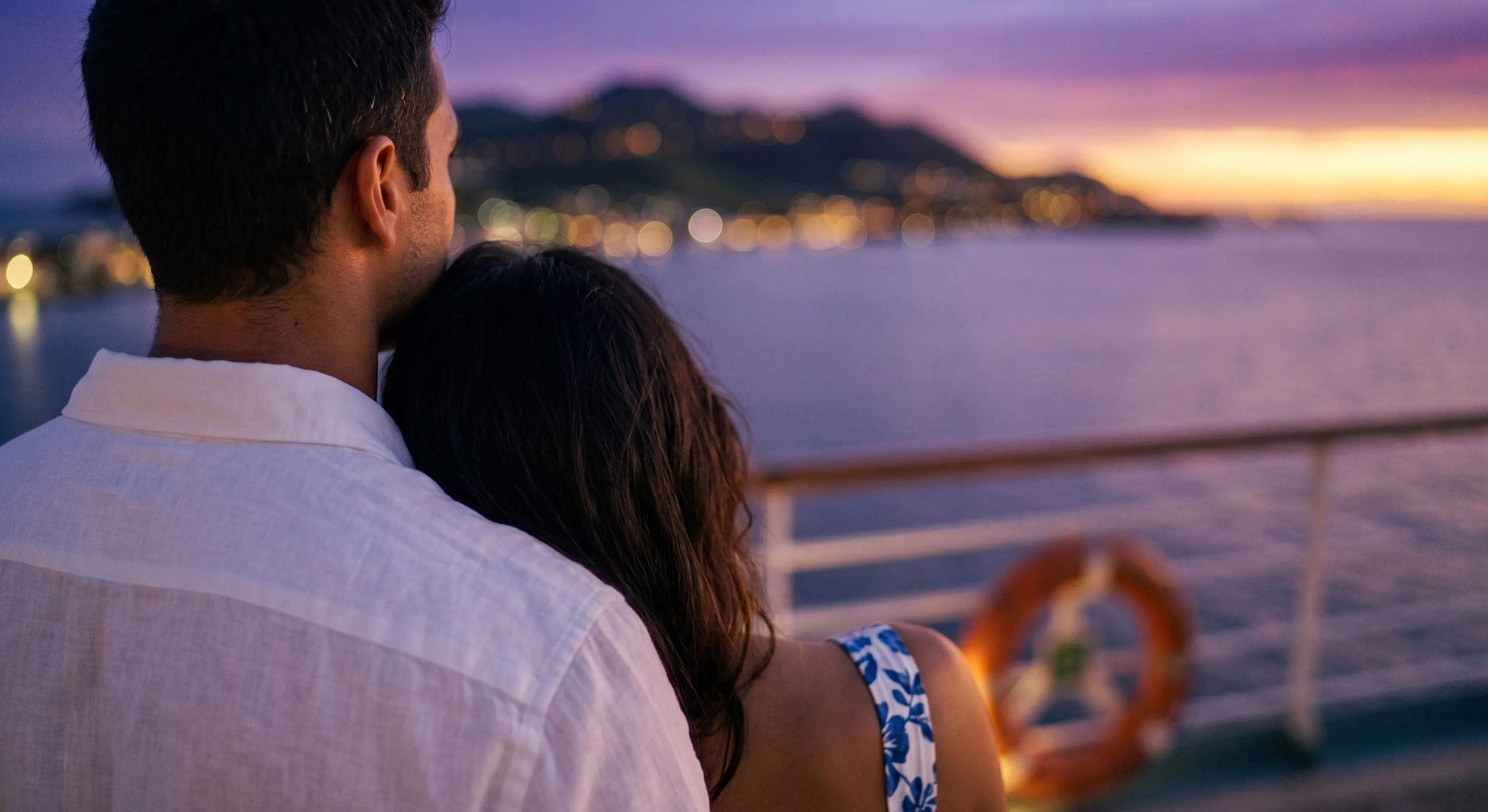 The couple back on deck as the ship prepares to sail
