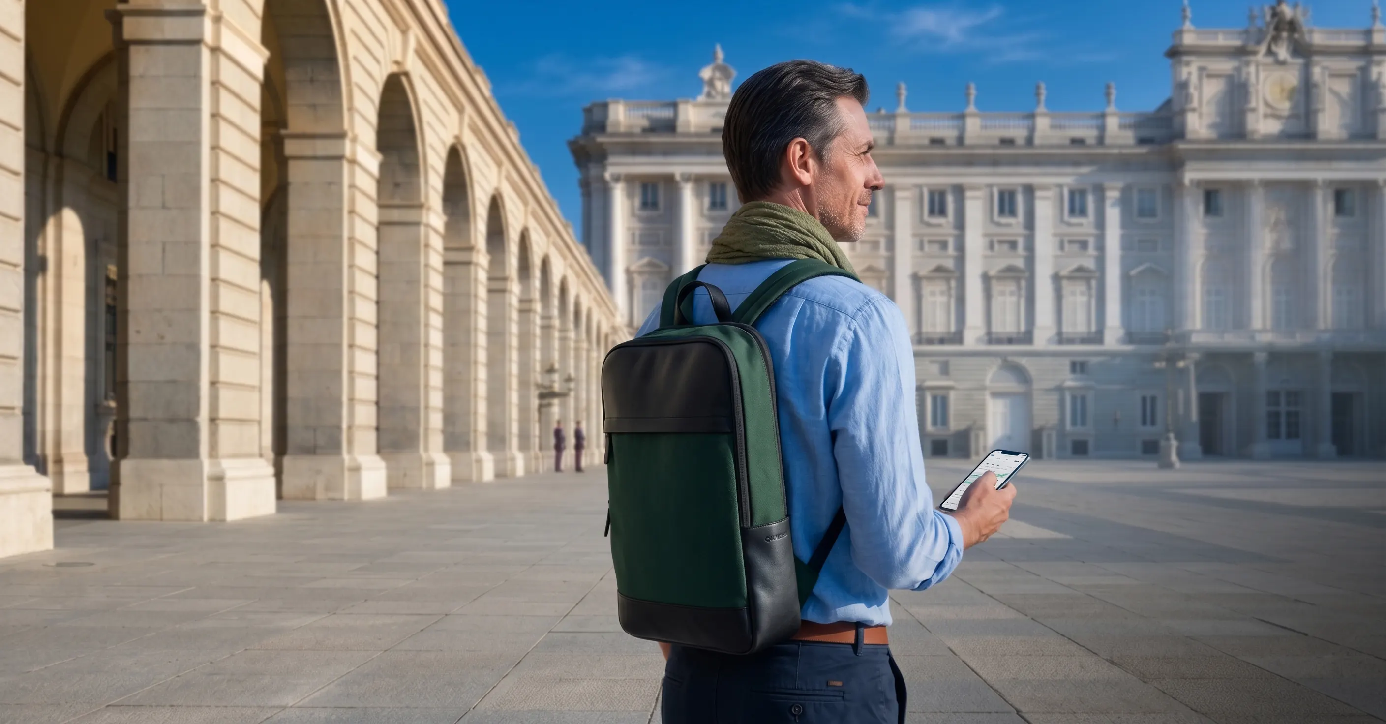 A guest following his agentic assistant’s tour through the city